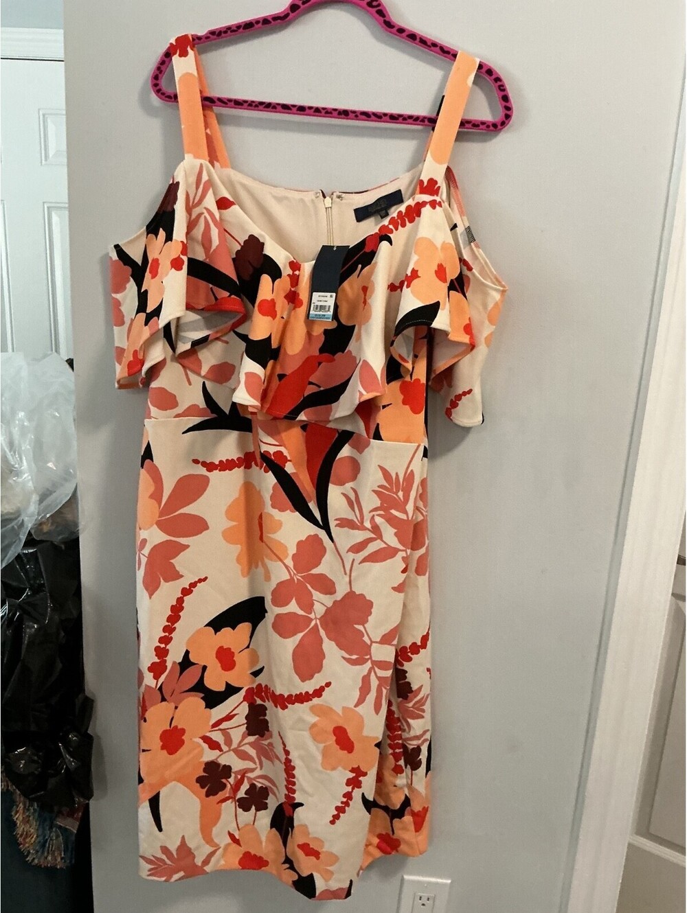 Rachel Roy Floral Cold Shoulder Dress 20W Plus Size Ruffle Wedding Guest NEW #12